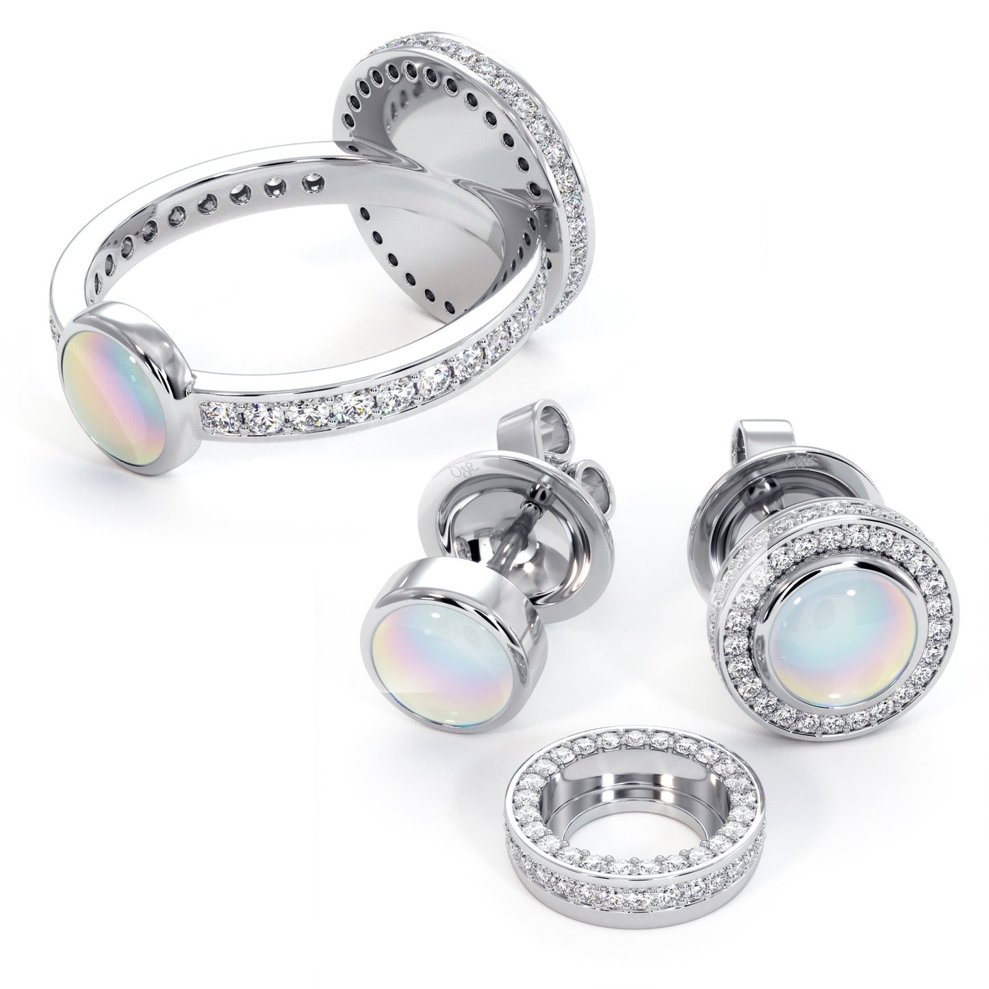 Ring SATELLITE moonstone