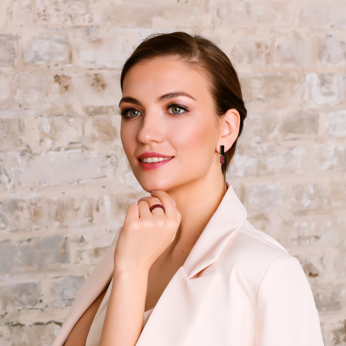 Earrings BAGUETTE ruby