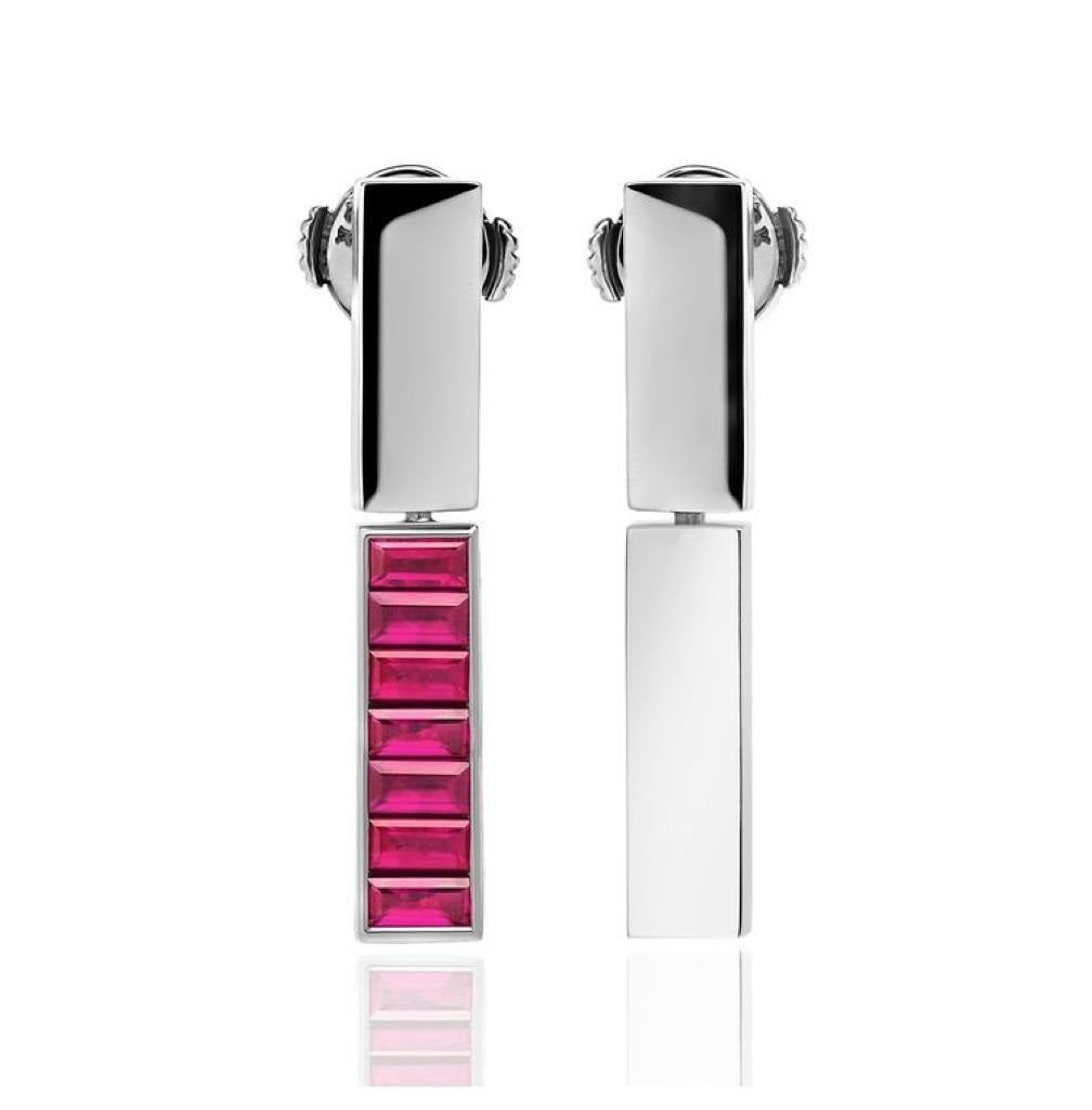 Earrings BAGUETTE ruby