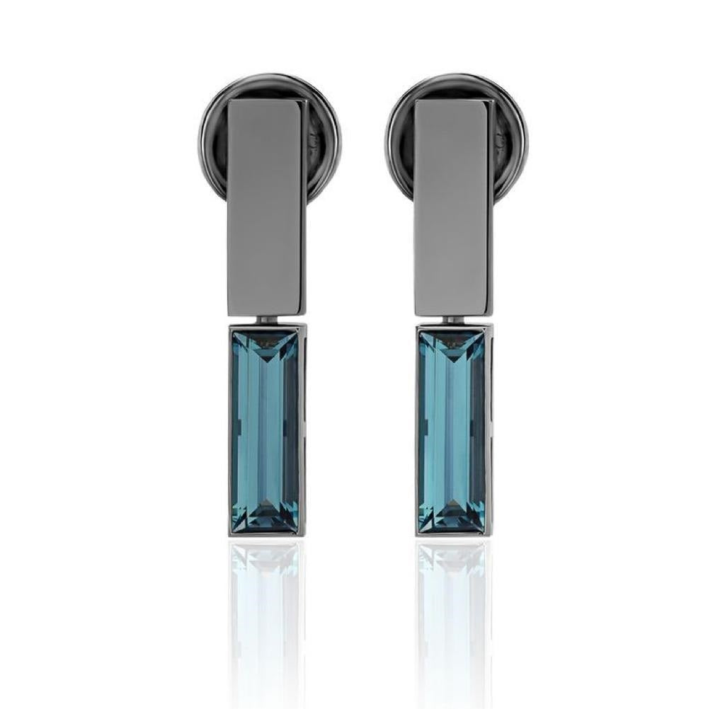 Earrings BAGUETTE London Blue topaz
