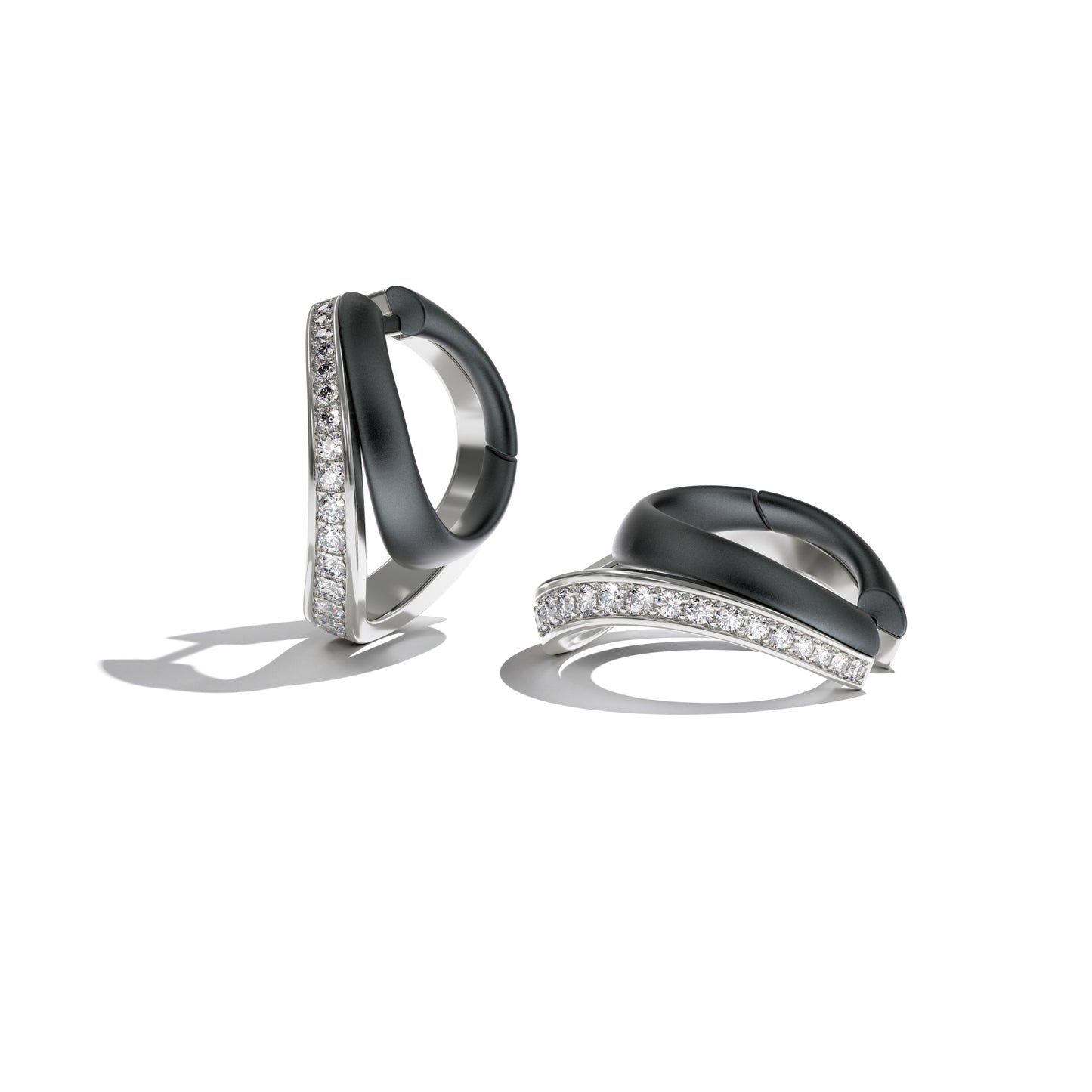 Earrings LOS ANGELES smooth black titanium (hoops)