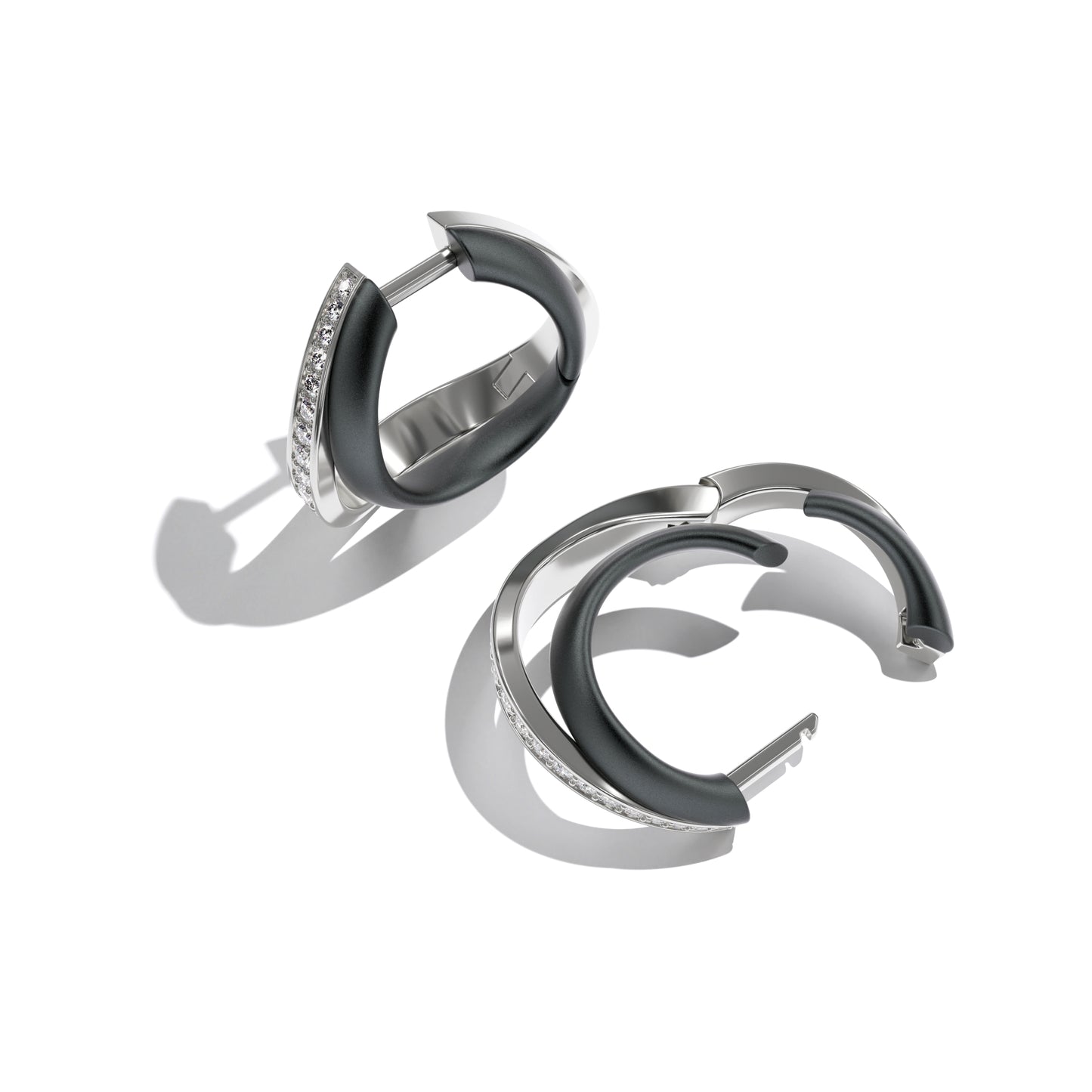 Earrings LOS ANGELES smooth black titanium (hoops)