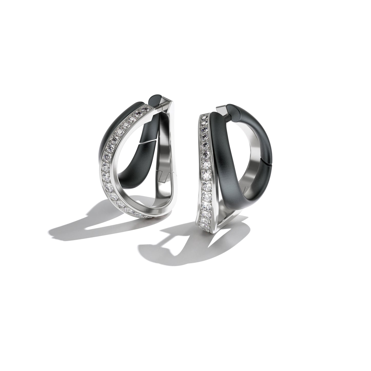 Earrings LOS ANGELES smooth black titanium (hoops)