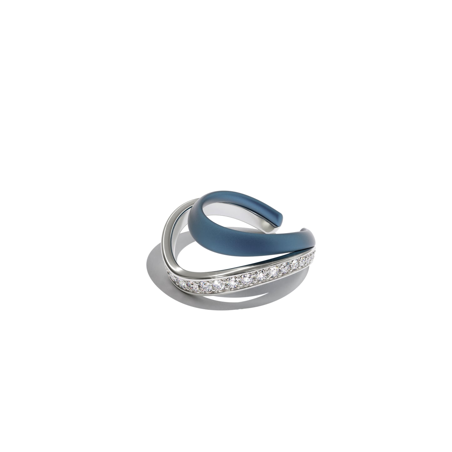 Ear cuff LOS ANGELES smooth blue titanium