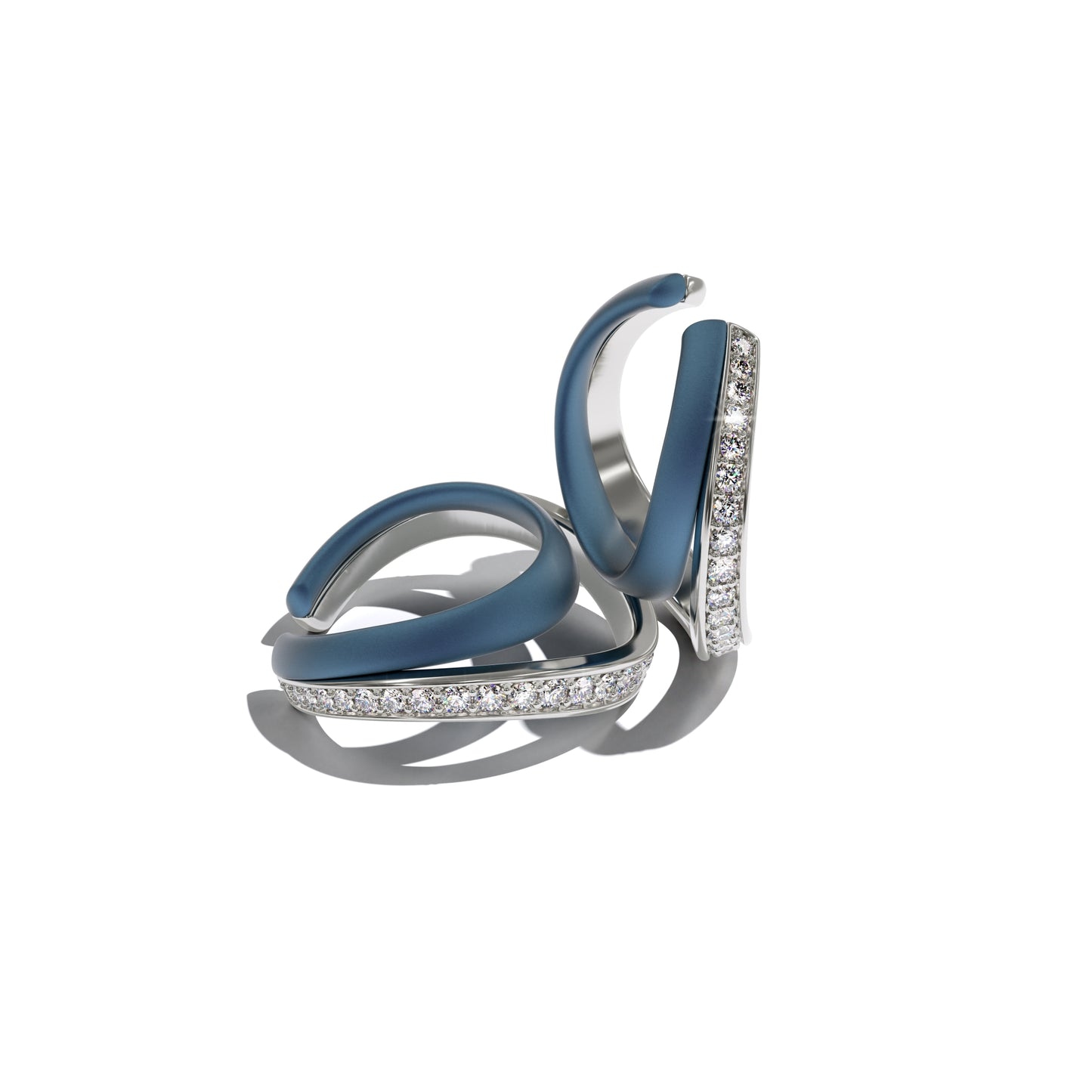Ear cuff LOS ANGELES smooth blue titanium