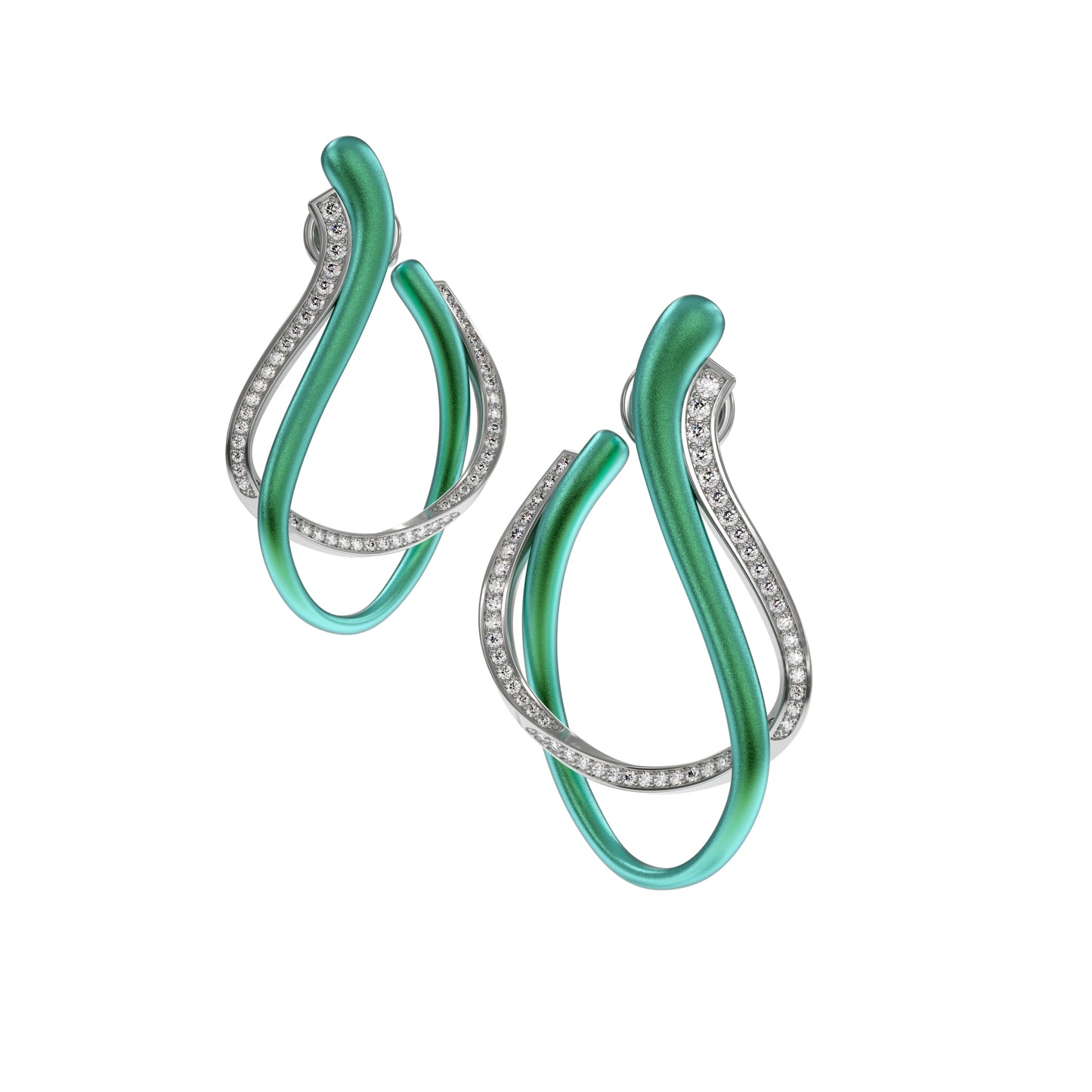 Earrings LOS ANGELES smooth green titanium