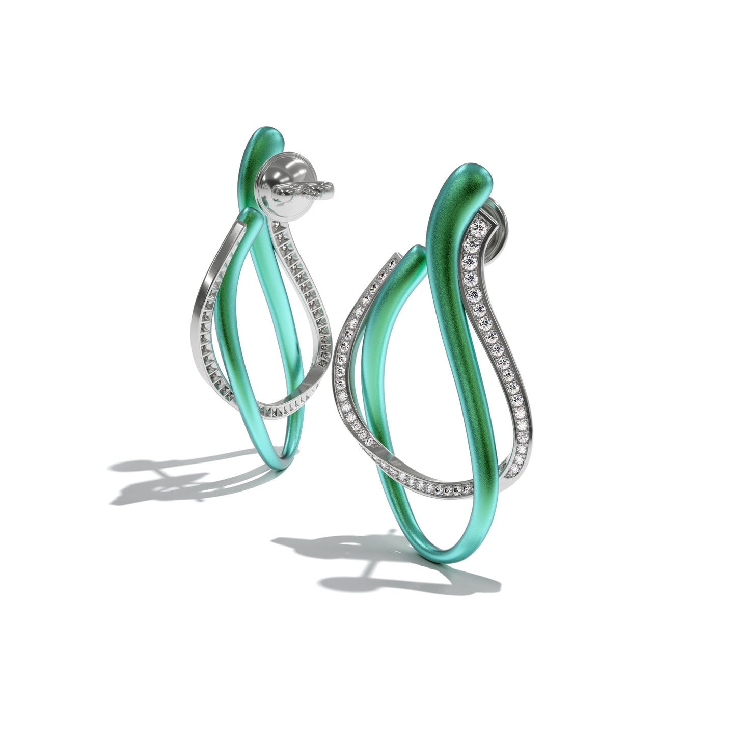 Earrings LOS ANGELES smooth green titanium