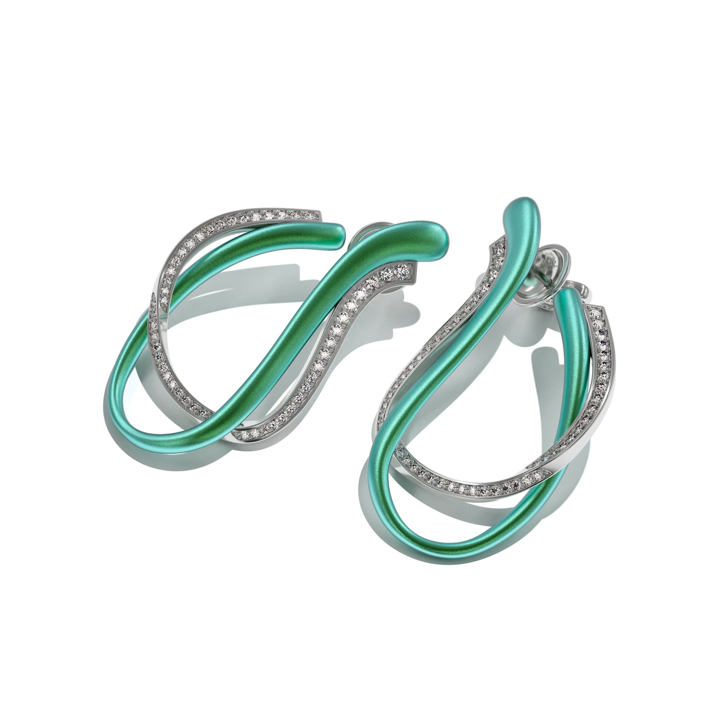 Earrings LOS ANGELES smooth green titanium