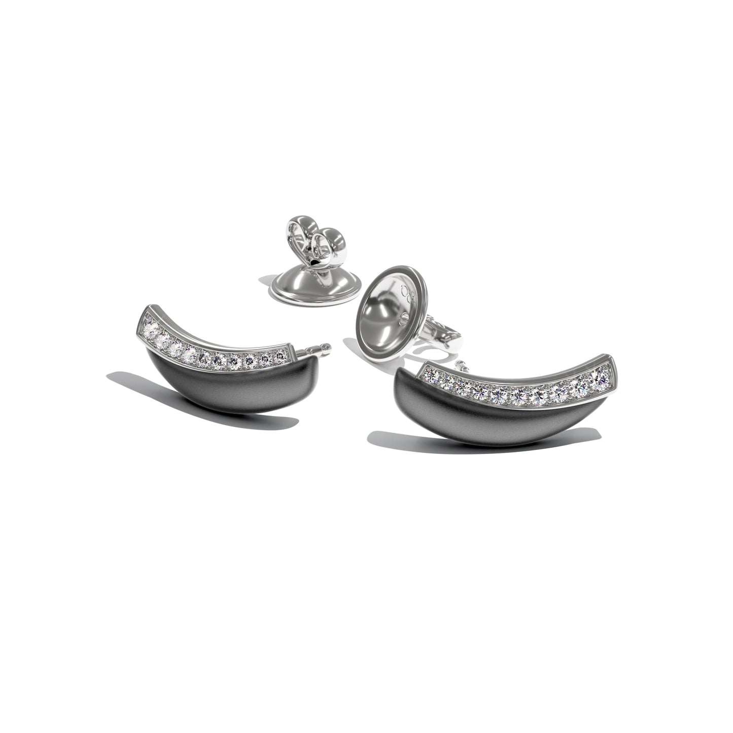 Earring studs LOS ANGELES line smooth gray titanium