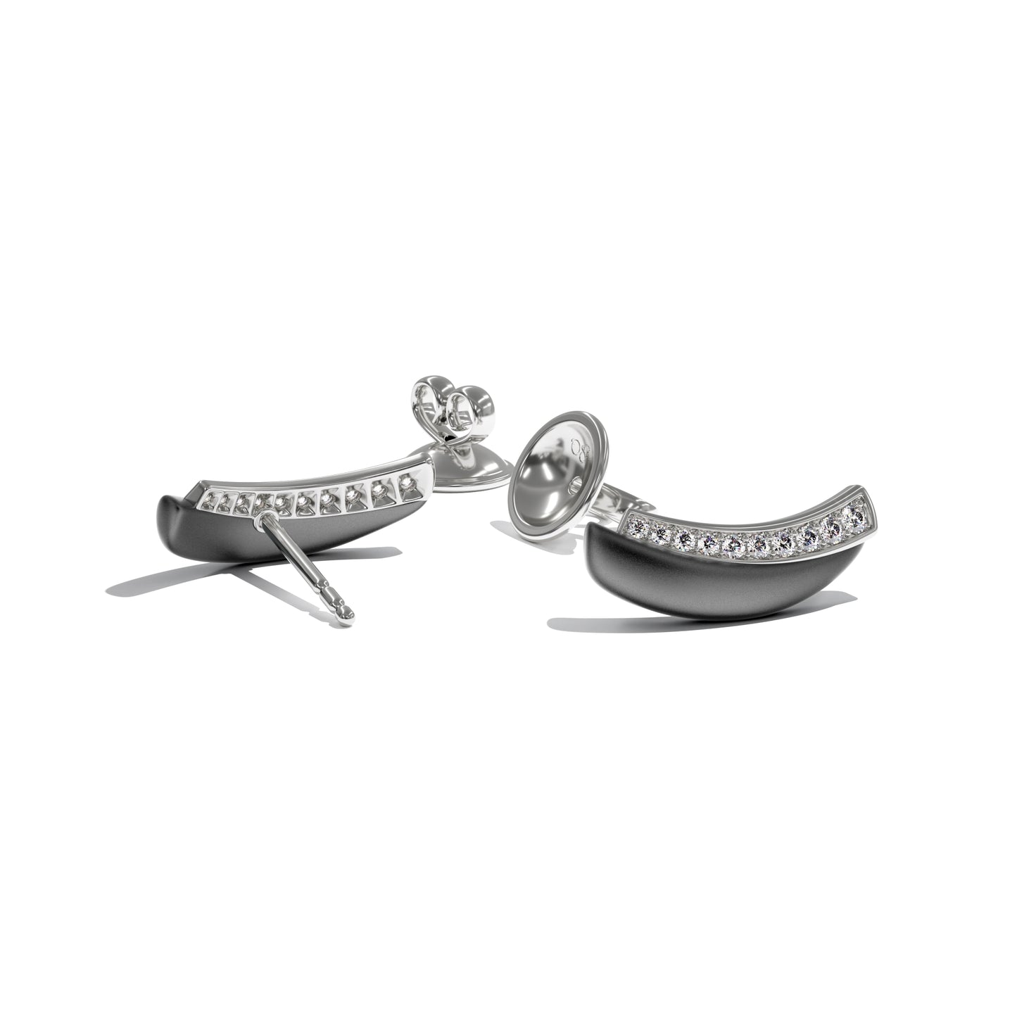Earring studs LOS ANGELES line smooth gray titanium