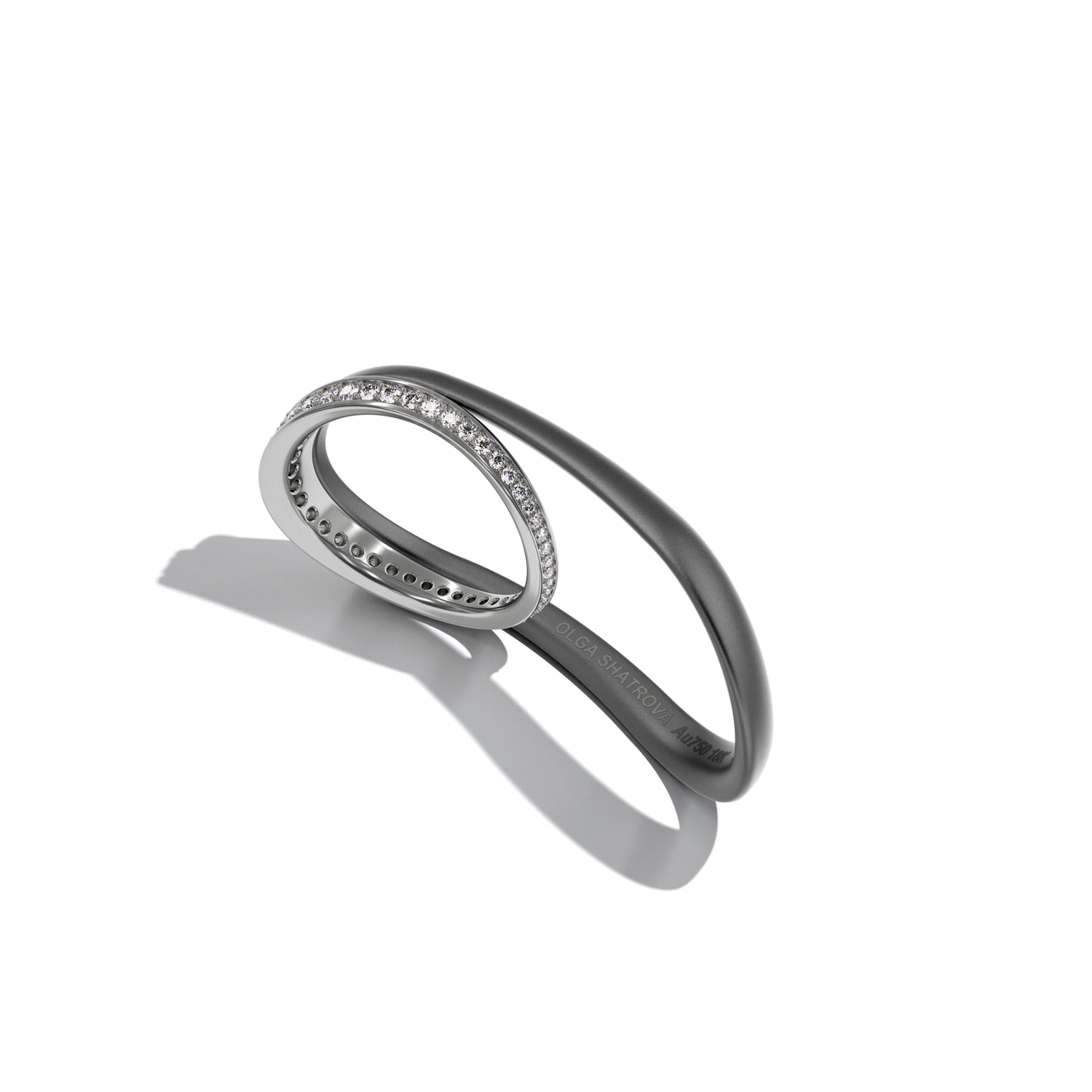 Two-finger ring LOS ANGELES smooth gray titanium