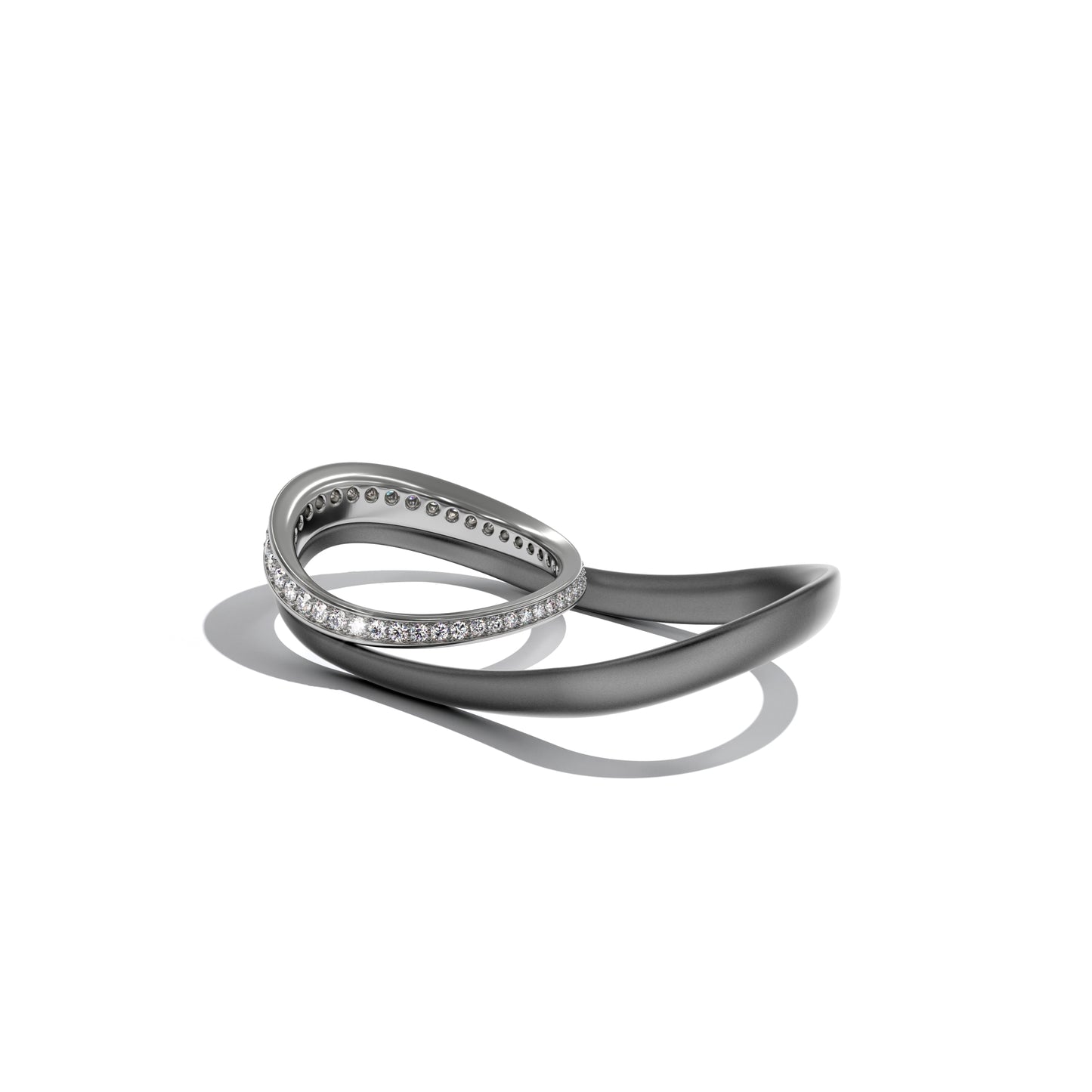 Two-finger ring LOS ANGELES smooth gray titanium