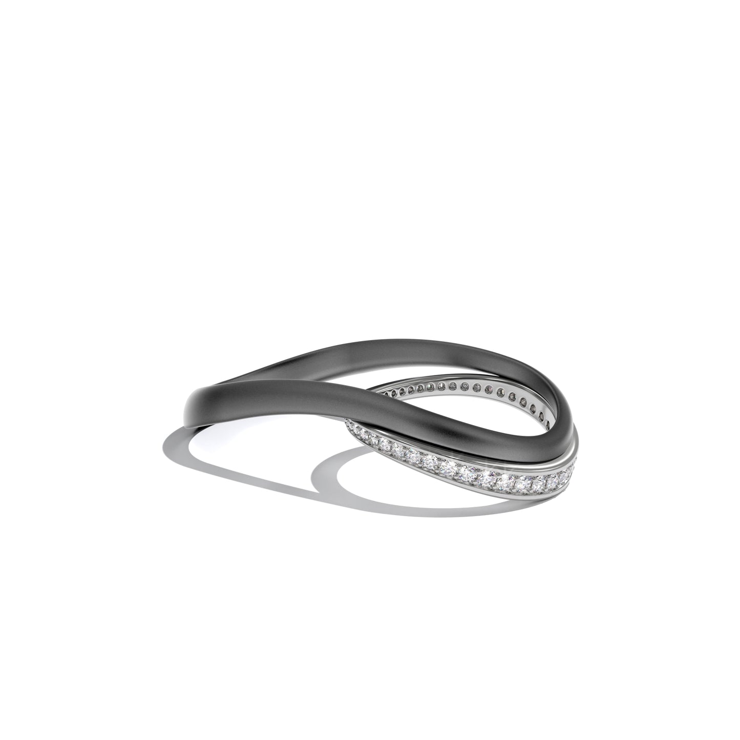 Two-finger ring LOS ANGELES smooth gray titanium