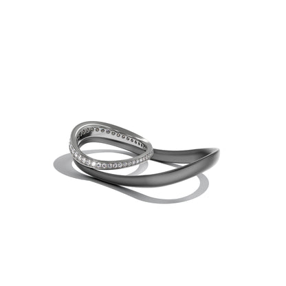 Two-finger ring LOS ANGELES smooth grey titanium